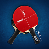 Набір для настільного тенісу пінг-понгу 2 Ракетки та 2 кульки в чохлі Дерево Чорний – червоний LOKI  (8878), фото 6