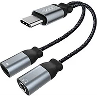 Перехідник XO NBR160B audio adapt Type-c to Type-c +3.5mm connector Колір Чорний l