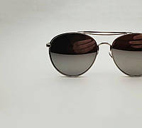 Солнцезащитные очки женские авиаторы (капли) серые, стильные, зеркальные очки в тонкой металлической оправе