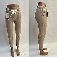 Легкі літні жіночі брюки беж на кожен день розмір від 44 до 58 АРТ12 зроблені в Україні