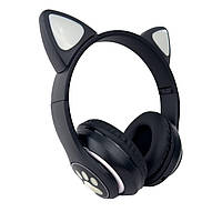 Наушники детские накладные беспроводные CAT STN-28 LED MP3 Bluetooth с ушками черный