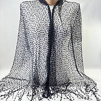Легкий летний ажурный шарфик. Турецкий однотонный шарф на лето Темно - Синий