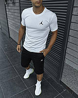 Мужской летний комплект Jordan шорты и футболка белая спортивный костюм лето LOV