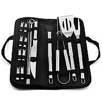 Набор из 18 предметов для барбекю, щипцы, вилка, лопатка, шпажки, нож, кисточка, держатели, Bag p