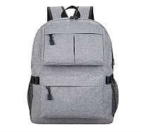 Рюкзак для ноутбука 15.6 ", матеріал нейлон, вихід під USB-кабель, сірий, Q50 p