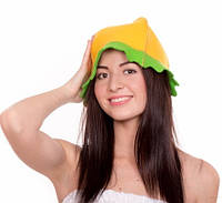 Банна шапка Luxyart "Кульбаба", натуральна повсть, жовта (LA-084) ar