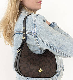 Сумка жіноча багет Coach коричневий