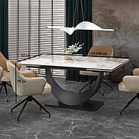 Современный стол под белый мрамор Fernando 160-240х92 см из агломерата с раскладной столешницей на кухню