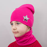 Детская шапка с хомутом КАНТА "Звезда" размер 52-56 розовый (OC-310) ar
