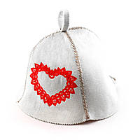 Банная шапка Luxyart "Сердце ажур", искусственный фетр, белый (LA-474) ar