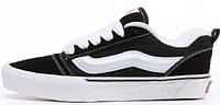 Женские Vans Old Skool KNU Black White Premium кеды замша текстиль Ванс черные с белым