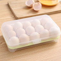 Контейнер-органайзер для хранения яиц на 15 ячеек 14405 15х24 см салатовый