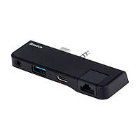 Hub Baseus USB 3.0 / Type-C / RJ45 / AUX CAHUB-FG Мятая упаковка Цвет Черный, 01 i