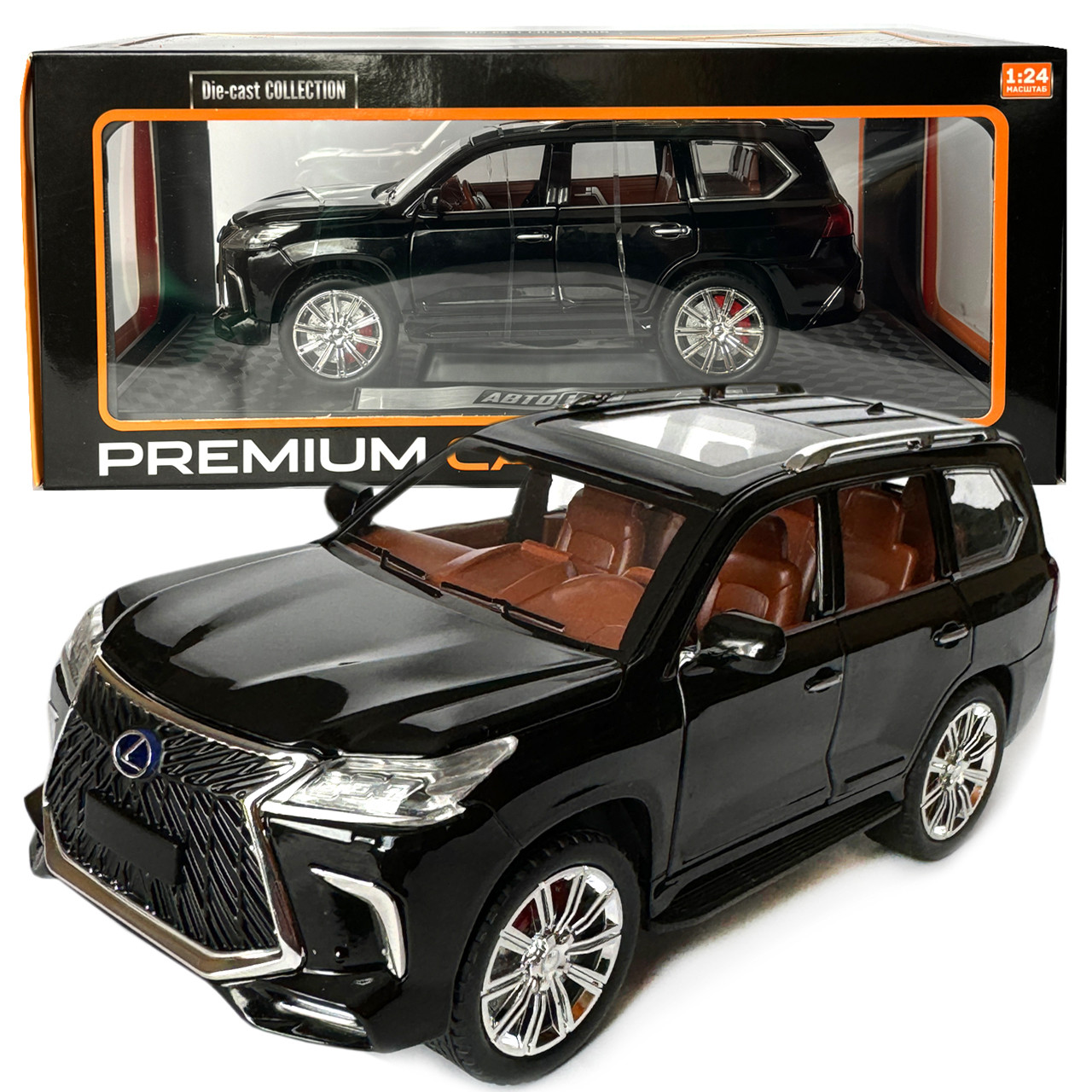 Машинка металева Lexus LX570 Лексус джип 1:24 чорний звук світло інерція відкр двері баг капот 20*8,5*9 см (AP-1838), фото 1