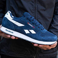 Reebok Classic Suede Blue мужские кроссовки синие с белым замша текстиль сетка весна лето Рибок Классик