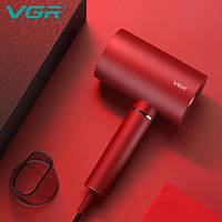 LID Профессиональный фен для волос VGR V-431 мощностью 1600-1800Вт с режимом холодного воздуха. Цвет: красный
