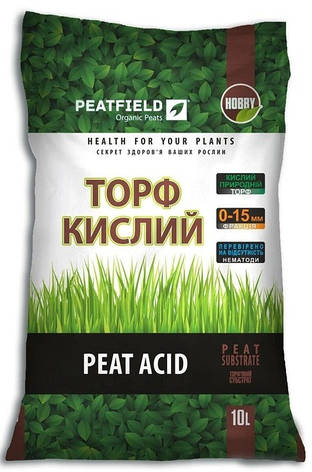 Торф'яний субстрат "Торф кислий" PEATFIELD, 10 л, фото 1