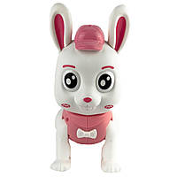 Интерактивная игрушка Кролик 232 со свуковыми и световыми эффектами 20 см белый с розовым.