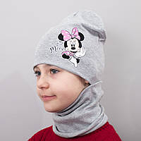 Детская шапка с хомутом КАНТА "Minnie" размер 48-52 серый (OC-835) ar
