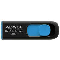 USB флеш наель ADATA 128GB UV128 Black/Blue USB 3.1 (AUV128-128G-RBE) h