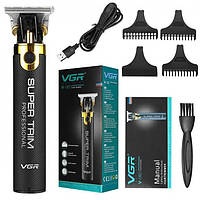 VIO Машинка для стрижки VGR V-082 аккумуляторная беспроводная профессиональная + 3 насадки триммер для волос