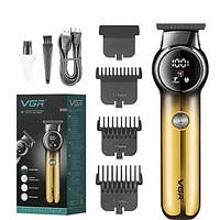 VIO Тример для бороди та вусів VGR V-989. Машинка для стрижки, окантування кераміка+сталь. Колір: золотий