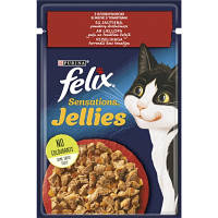 Влажный корм для кошек Purina Felix Sensations Jellies с говядиной и томатами в желе 85 г (7613039831724) h