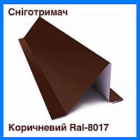 Снігостоп для даху профнастилу 100х80 мм, довжиною 2 м, із сталі з покриттям, колір Коричневий Мат RAL-8017