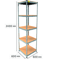 Стеллажи металлические полочные MRL-2400 (600x600) с оцинкованным покрытием Для склада и гаража YODA