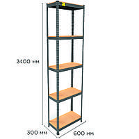 Металевий стелаж для зберігання чорний MRL-2400 (600x300) Стелаж підлоговий для кухні та офісу YODA