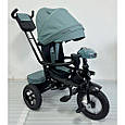 Велосипед дитячий триколісний Turbo Trike MT 1007 (м'ятний колір) з батьківською ручкою, фото 2
