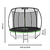 Батут Outtec Premium 12ft (374см) черно-зеленый с внутренней сеткой l