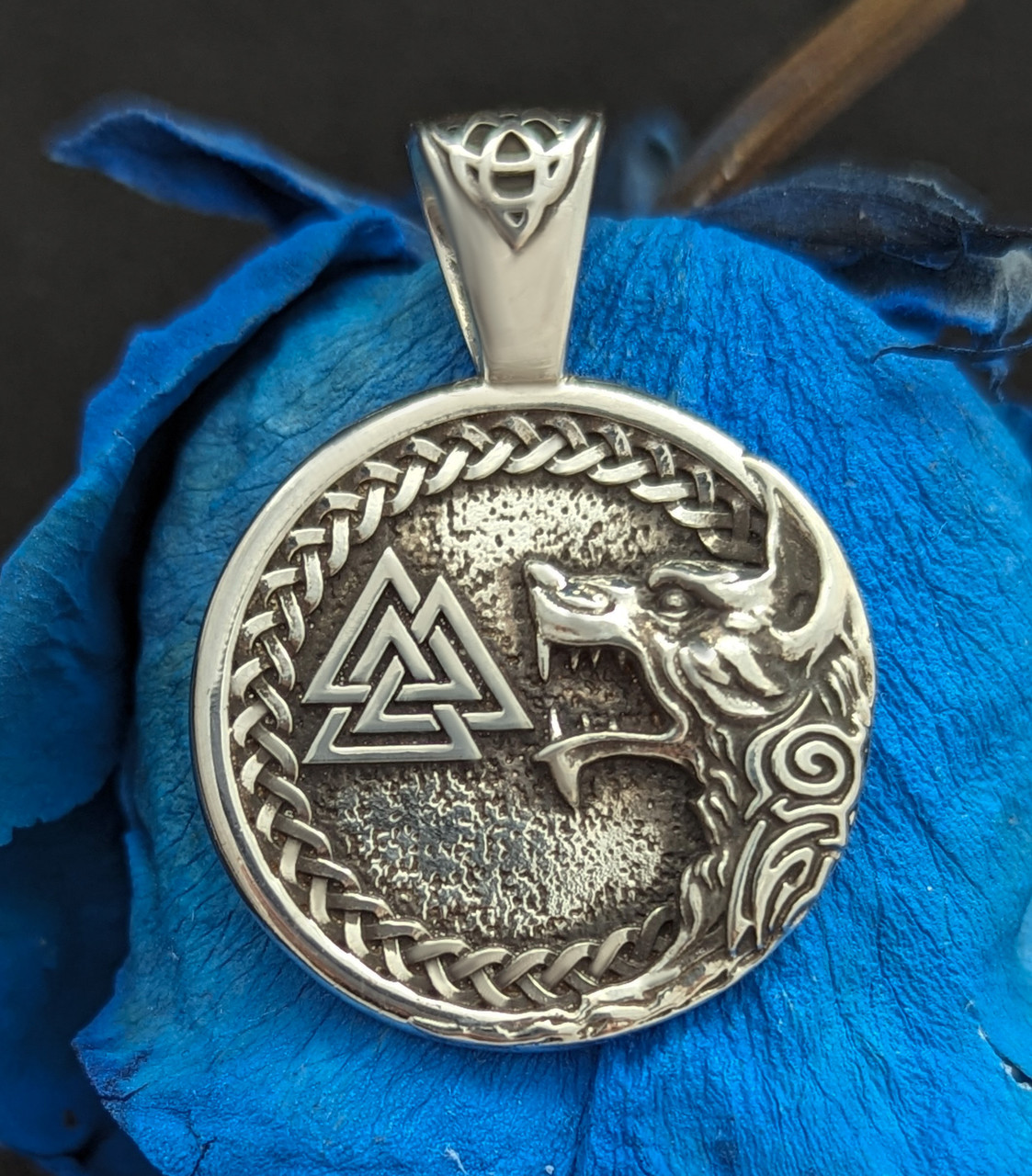 Вовк Фенрір і символ Валькнут, кулон амулет талісман