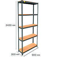 Металлический стеллаж для хранения черный MRL-2400 (900x300) Напольный стеллаж для кухни и офиса FENIX