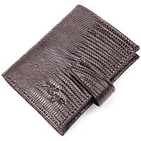 Місткий вертикальний чоловічий гаманець із фактурної шкіри KARYA 20991 Коричневий ar