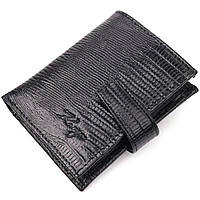 Практичний вертикальний невеликий чоловічий гаманець із фактурної шкіри KARYA 20993 Чорний ar
