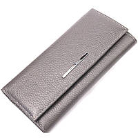 Місткий жіночий гаманець із натуральної шкіри KARYA 21020 Сірий ar