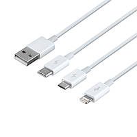 USB Baseus USB to Micro / Lightning / Type-C 3.5A 1.5m CAMLTYS Цвет Белый, 02 o