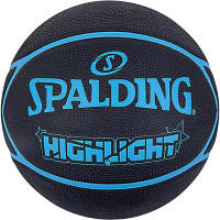 Мяч баскетбольный Spalding Highlight чорний, синій Уні 7 84356Z (689344405391) h