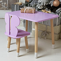 Детский прямоугольный столик со стульчиком Бабочка (Фиолетовый) столик мебель для детей