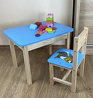 Детский стол с ящиком и стулом для учебы Зайчик столик мебель для детей