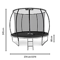 Батут Outtec Premium 12ft (374см) черно-серый с внутренней сеткой p
