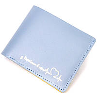 Оригінальний шкіряний гаманець комбі двох кольорів Серце GRANDE PELLE 16739 Жовто-блакитний ar