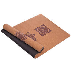 Килимок для йоги пробковий Record 183x61x0,4 см із східним принтом символів