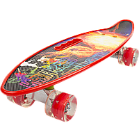 Скейт пластиковий 58см колеса з поліуретану, що світяться, антиковзаюча поверхня, ручка, red