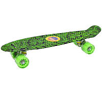 Скейт пластиковий 55см колеса з поліуретану, що світяться, антиковзаюча ребриста поверхня, green