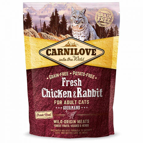 Carnilove Fresh Chicken Rabbit for Adult cats - Сухий корм для дорослих кішок з куркою та кроликом, 400 г, фото 1