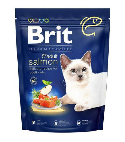 Brit Premium by Nature Cat Adult Salmon Сухий корм для кішок з лососем 300 гр, фото 1