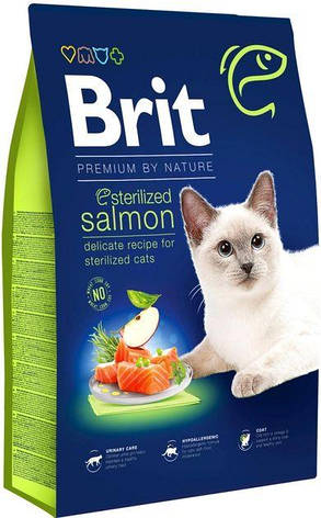 Brit Premium by Nature Cat Sterilized Salmon Сухий корм для стерилізованих котів з лососем 1.5 кг, фото 1
