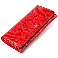 Яркий лакированный кошелек для женщин из натуральной фактурной кожи CANPELLINI 21610 Красный ar